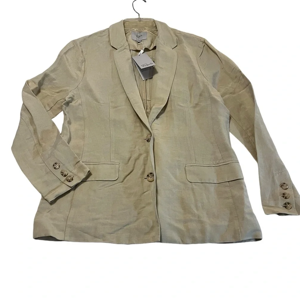 NWT RAILS Flynn Blazer In Taupe Linen Blend Boxy Oversized Relaxed Workwear S - Picture 7 of 16